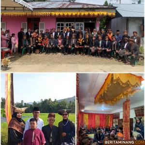 Prosesi Batagak Penghulu Basalin baju gelar adat Datuak Sutan Dubalang, dari H. Rabulis kepada Refdi Santoso di Jorong Banda Dalam Nagari Pasir Talang Timur, Kecamatan Sungai Pagu, Minggu (4/6/2023). Foto Sari / Afrizal Amir