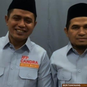 Pasangan calon Jon Firman Pandu-Candra yang untuk sementara unggul di Pilkada 2024 Kabupaten Solok. Foto: Ist.