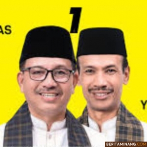 Pasangan Calon (Paslon) Khairunnas-Yulian Elfi untuk sementara unggul di Pemilihan Bupati Kabupaten Solok Selatan 2024. Foto: Ist.