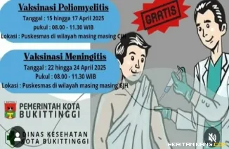 Jadwal pelaksanaan vaksinasi poliomielitis dan meningitis kepada 325 CJH Bukittinggi.
