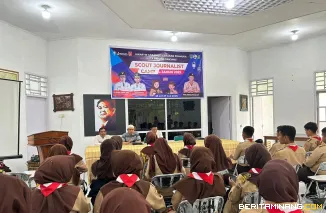 Suasana pembukaan Pelatihan Scout Journalist Camp 2025 di Gedung Youth Center Dinas Pemuda, Olahraga dan Pariwisata (Disporapar) Padang Panjang, Jumat (25/7/2025). Foto: Kominfo Padang Panjang