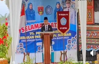 Wawako Bukittinggi Ibnu    Asis saat menyambut tim penilai lomba TP PKK tingkat Provinsi Sumbar 2025 di Kelurahan Koto Salayan, Senin(14/07)  Foto : Dok iskominfobkt