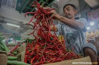 Pedagang menjual cabai di Pasar Pusat Padang Panjang. Foto:Kominfo Padang Panjang