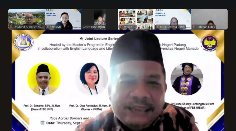 Dekan FBS UNP membuka kegiatan implementasi MoU melalui Program Dosen Tamu FBS UNP dan FBS UNIMA. Foto MR.
