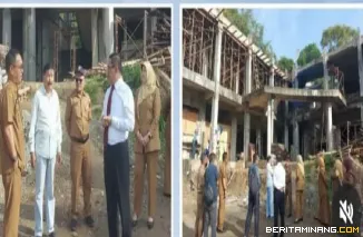 Wako Bukittinggi Ramlan meninjau pelaksanaan proyek pembangunan kembali gedung SDN 08 Campago Ipuah, Selasa, (23/09)