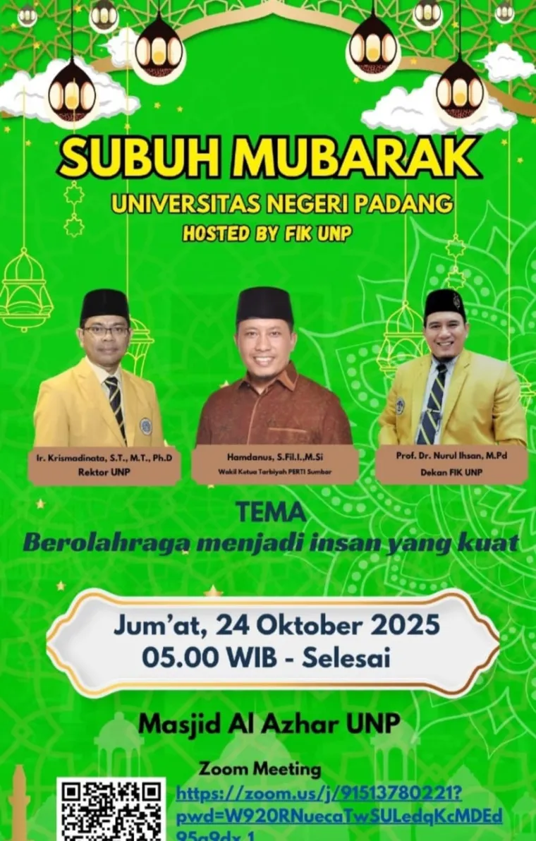 Besok Pagi, Subuh Mubarak UNP Akan Diisi Ketua Umum KONI Sumbar Hamdanus