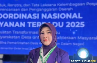 Ketua Tim Penggerak (TP) Posyandu Kota Padang Panjang, Ny. Maria Feronika Hendri saat menghadiri Rakornas Posyandu 2025 di Mercure Convention Center Ancol, Jakarta, Senin (22/9/2025). Foto: Kominfo Padang Panjang