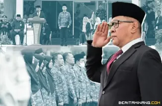 Walikota Ramlan Nurmatias pimpin upacara peringatan HKN ke 61 tahun 2025 di halaman Balai Kota Bukittinggi, Rabu, (12/11)