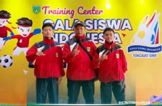 Satu pelatih dan dua siswa SMPN 1 Padang Panjang terpilih mewakili Provinsi Sumatera Barat untuk mengikuti Training Center (TC) Gala Siswa Indonesia (GSI) Tingkat Nasional di Bogor. Foto: Kominfo Padang Panjang