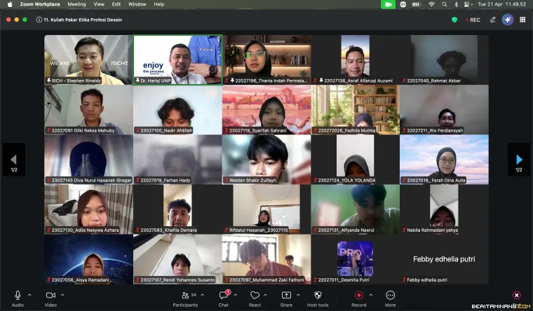 Kuliah pakar yang dilaksanakan secara daring. 