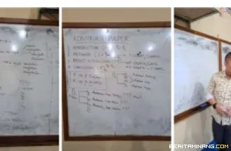 Ketua tim pelaksana, Dr. Rahadian Zainul, S.Pd., M.Si, ketika melatih Guru Kimia Padang Panjang Kembangkan E-Learning Berbasis Kuliah Smart. Foto: Tim Pengabdian UNP
