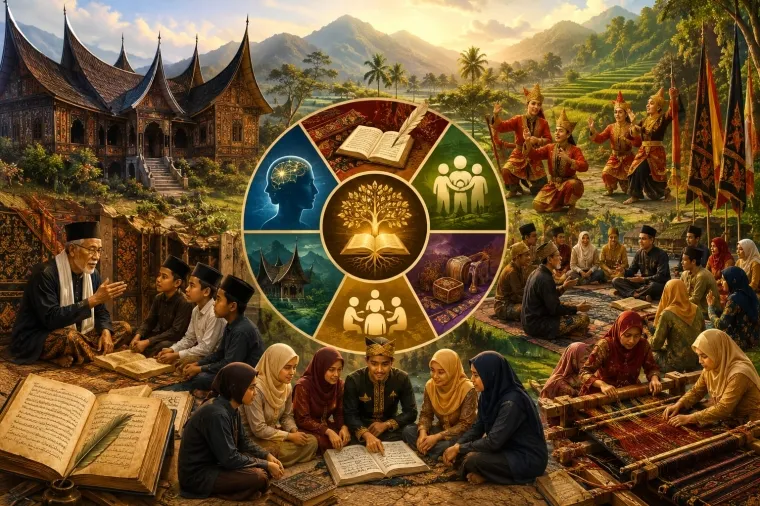 Ilustrasi Sistem Pengetahuan, Falsafah, dan Pendidikan Masyarakat Minangkabau