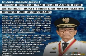 Sri Sultan Hamengku Buwono X: Semangat Bukittinggi dan Nasionalisme Sebagai Visi Kebangsaan