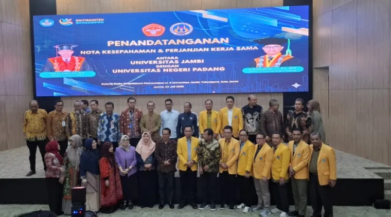 Rektor UNP dan Rektor Unja Laksanakan Penandatanganan Nota Kesepahaman dan Perjanjian Kerja Sama
