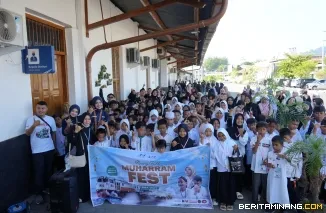 Suasana Muharam Fest yang diikuti oleh 170 anak yatim beserta bunda yatim di Pantai Gandoriah, Kota Pariaman, pada Sabtu (4/7/2026).Foto: Humas KAI Sumbar