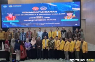 Rektor UNP dan Rektor Unja Laksanakan Penandatanganan Nota Kesepahaman dan Perjanjian Kerja Sama