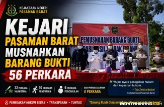 Kejari Pasaman Barat Musnahkan Barang Bukti 56 Perkara, Pemkab Apresiasi Komitmen Penegakan Hukum