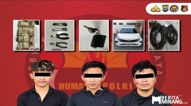 Tiga Orang Terduga Pelaku Pencurian Kabel Tower Diringkus TIM URC Sat Reskrim Polres Payakumbuh