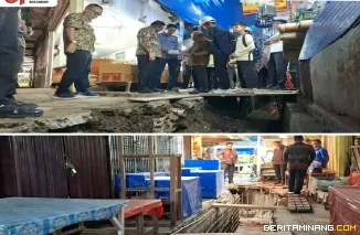 Wako Bukittinggi Ramlan Nurmatias tinjau pelaksanaan revitalisasi drainase pasar bawah, Kamis, (20/08)